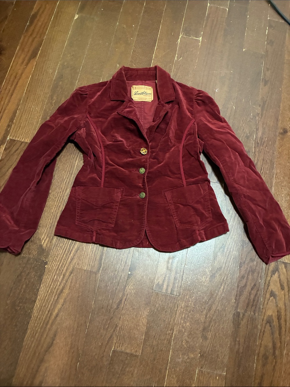 Corduroy Blazer Jacket in Deep Burgundy - Unbranded